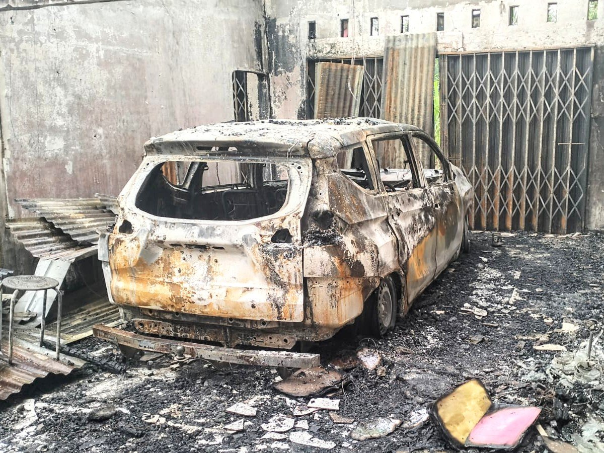 Polsek Kotarih dan Koramil Olah TKP Ruko Terbakar di Banjaran Godang