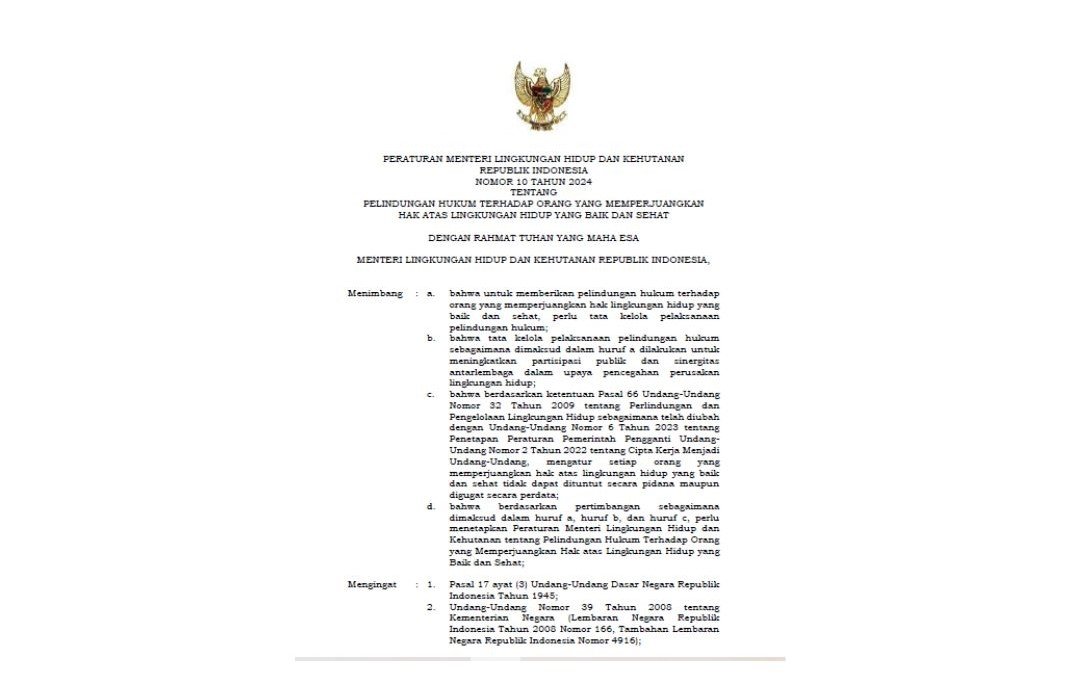KLHK Terbitkan Aturan, Pejuang Lingkungan Kini Dilindungi