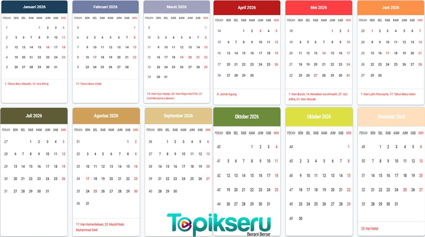 Rencanakan Liburan dari Sekarang! Ini Kalender 2026 Lengkap dengan Tanggal Merah