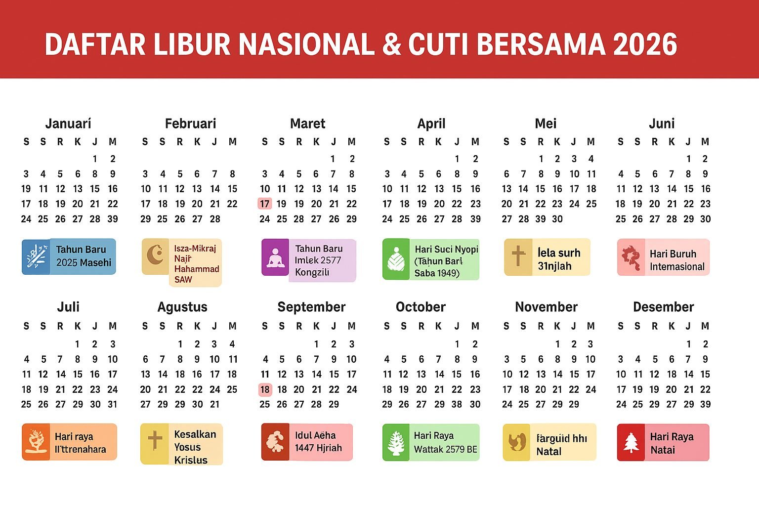 Daftar Lengkap Cuti Bersama Tahun 2026 Berdasarkan SKB 3 Menteri