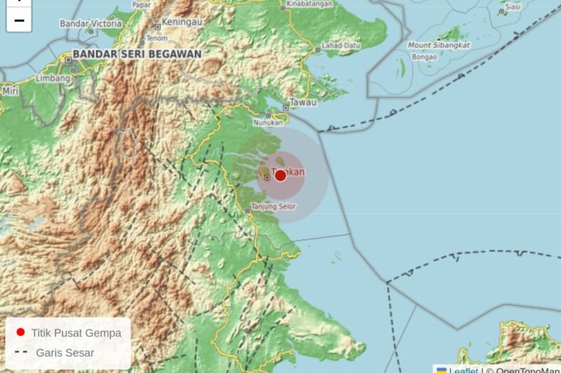 Gempa Magnitudo 4,8 Guncang Tarakan, Warga Berhamburan Keluar Rumah