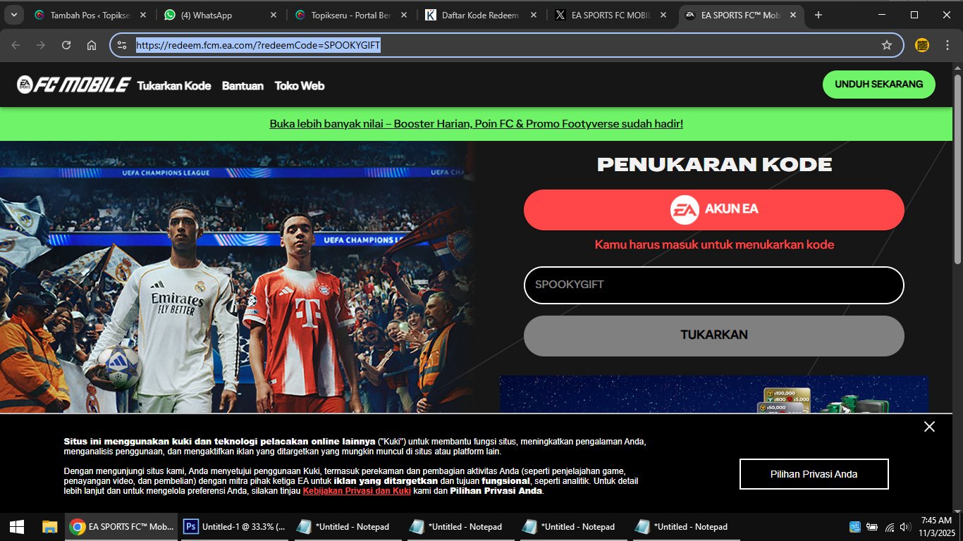 Klaim Reward Kode Redeem FC Mobile Terbaru November 2025 Edisi Halloween