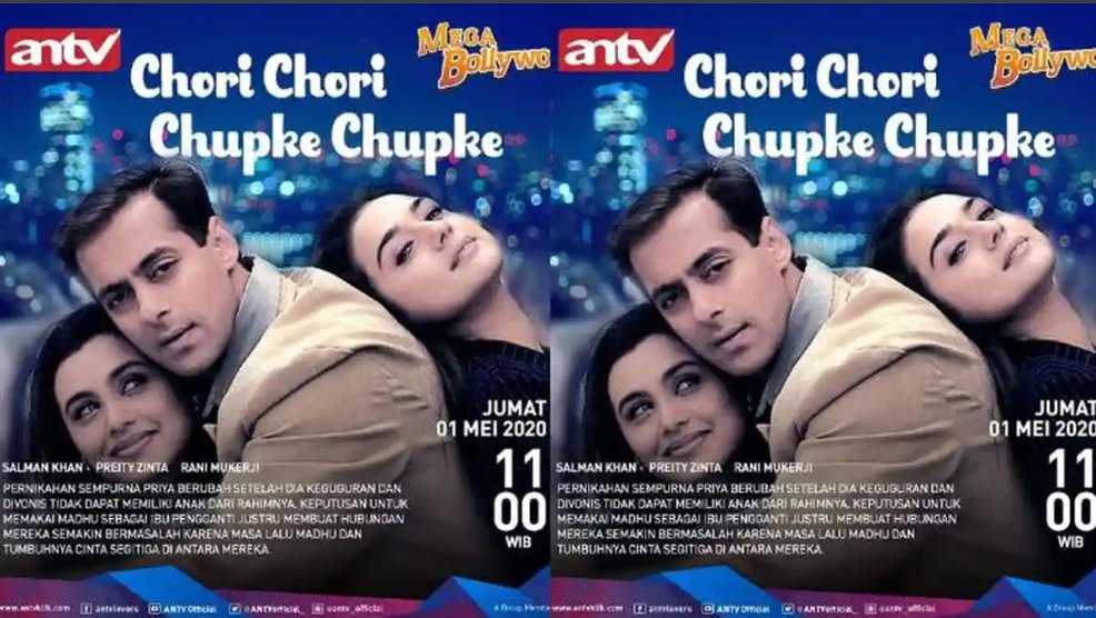 Sinopsis Film Chori Chori Chupke Chupke: Cerita Dibalik Salman Khan Punya Anak dari Rahim Preity Zinta Tayang di di Mega Bollywood ANTV Pagi Ini