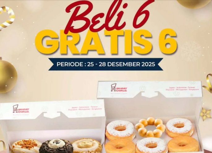 Jelang Natal dan Tahun Baru 2025, Promo Mister Donut Beli 6 Gratis 6 Seharga Rp 65.000