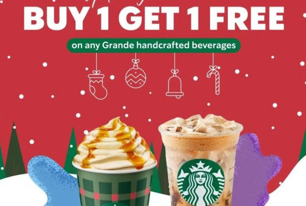 Promo Starbucks Holiday Cheers, Nikmati Buy 1 Get 1 Free Minuman Jelang Natal dan Tahun Baru 2025