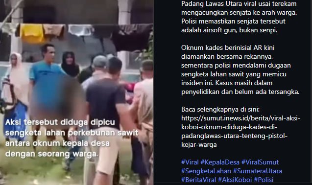 Sok Jago! Aksi Koboy Oknum Kades di Padang Lawas Utara Acungkan Senpi Bikin Warga Panik