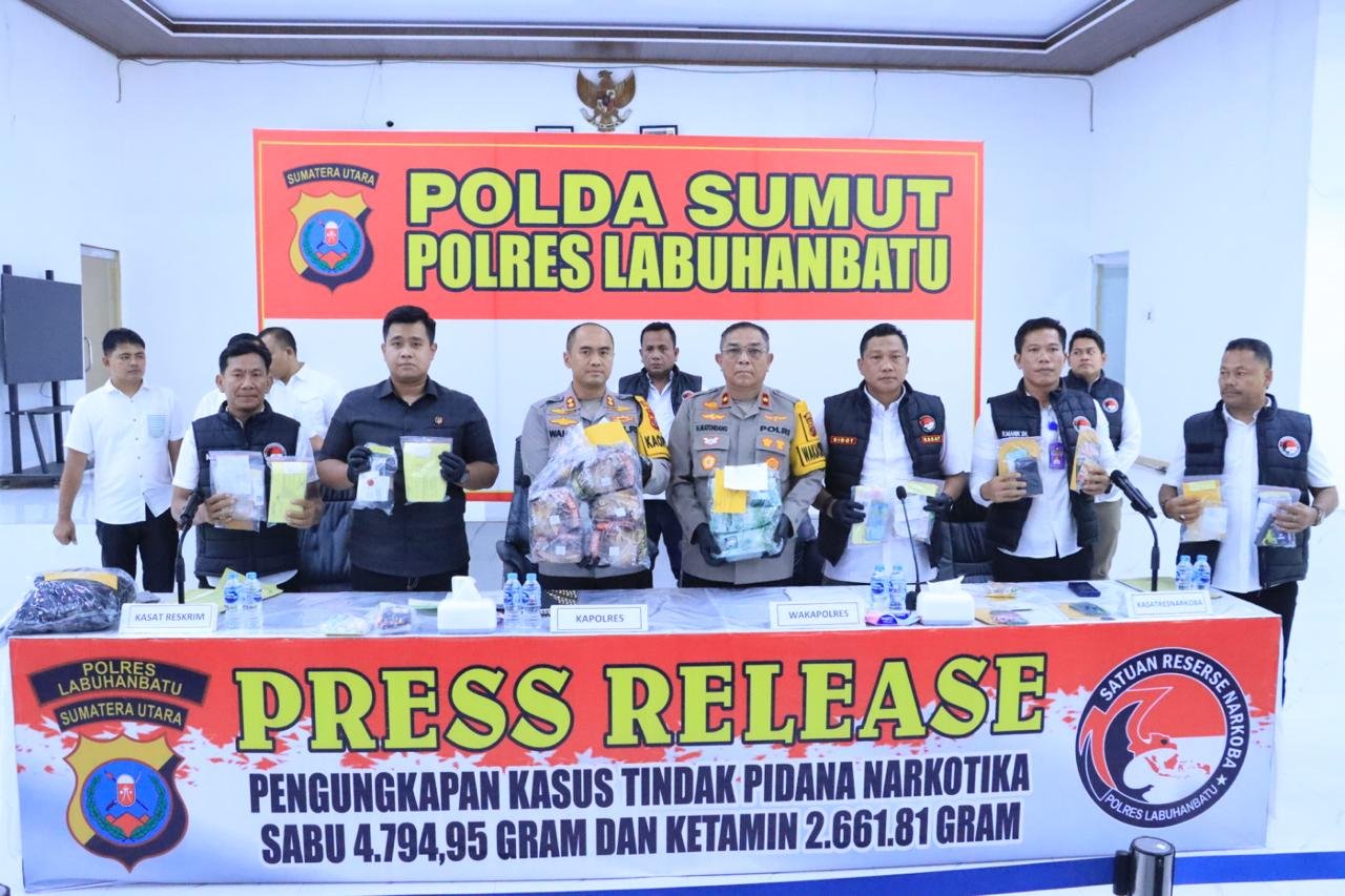 Polres Labuhanbatu Ungkap Peredaraan Narkotika Senilai 7,4 Miliar dari Residivis Kambuhan 