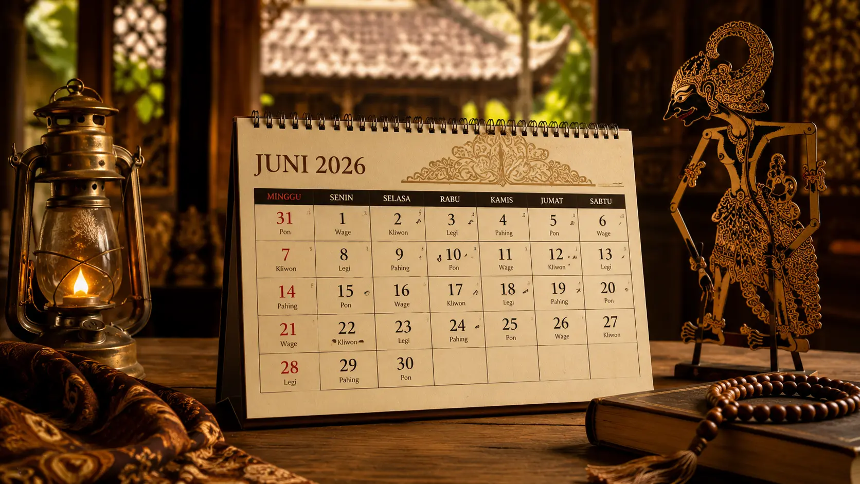 Kalender Jawa Juni 2026 Lengkap dengan Weton, Pasaran, Neptu, dan Hari Baik Menurut Primbon