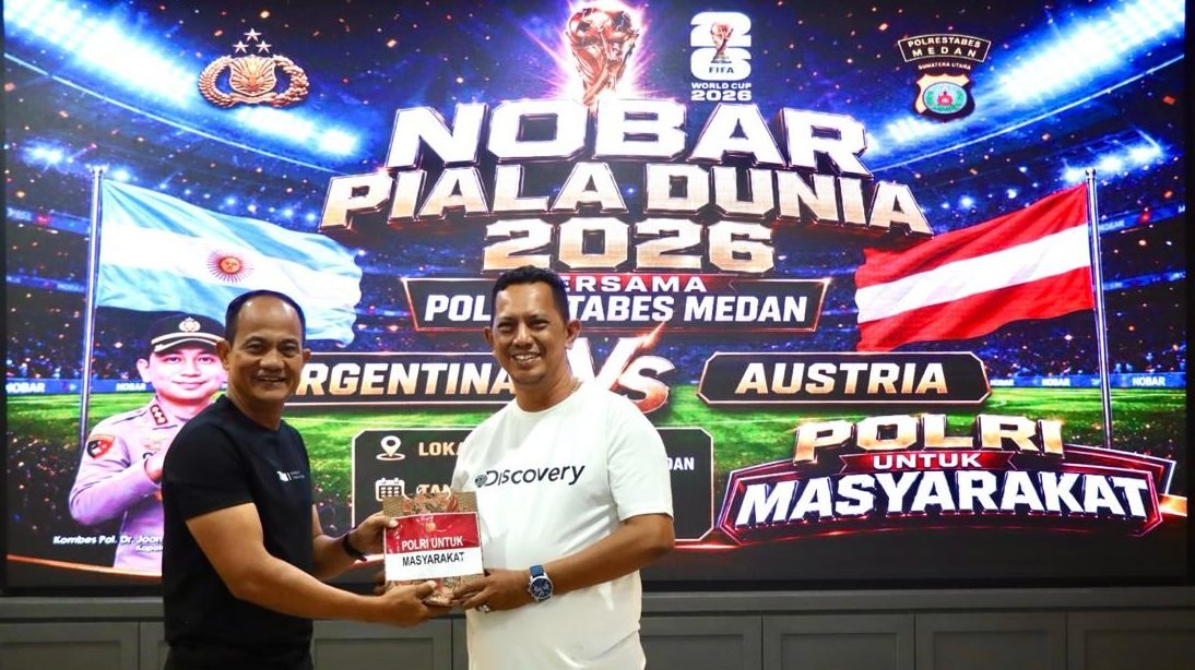 Polrestabes Medan Nobar Piala Dunia 2026 Bersama Personel dan Masyarakat