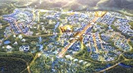 Desain Kawasan Inti Pusat Pemerintahan atau KIPP Ibu Kota Negara (IKN) Nusantara. Foto: Antara/HO-Kementerian PUPR