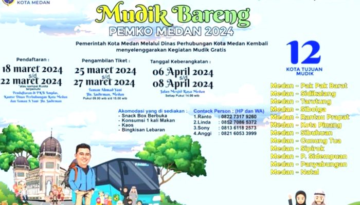 Pemkot Medan Buka Mudik Gratis ke 12 Daerah di Sumut, Buruan Daftar!