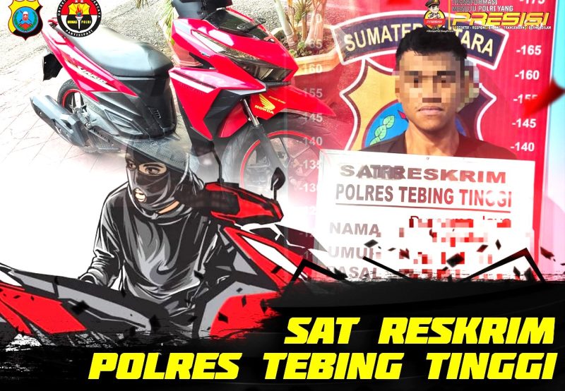Pelaku Curanmor di Tebingtinggi setelah ditangkap Polres Tebingtinggi. (Foto: Istimewa)