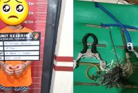 Remaja yang memanah pengendara motor berikut barang bukti setelah diamankan Polsek Medan Baru. (Foto: Istimewa)