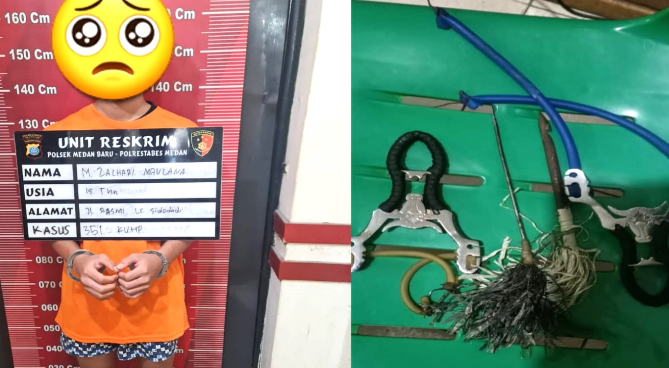 Remaja yang memanah pengendara motor