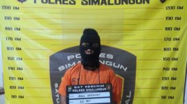 Polisi meringkus AS (35) pelaku judi daring tebak angka di Kabupaten Simalungun. Foto: Humas Polres Simalungun