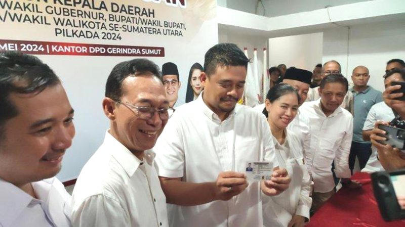 Wali Kota Medan Bobby Nasution resmi menjadi kader Gerindra, Senin (20/5/2024).