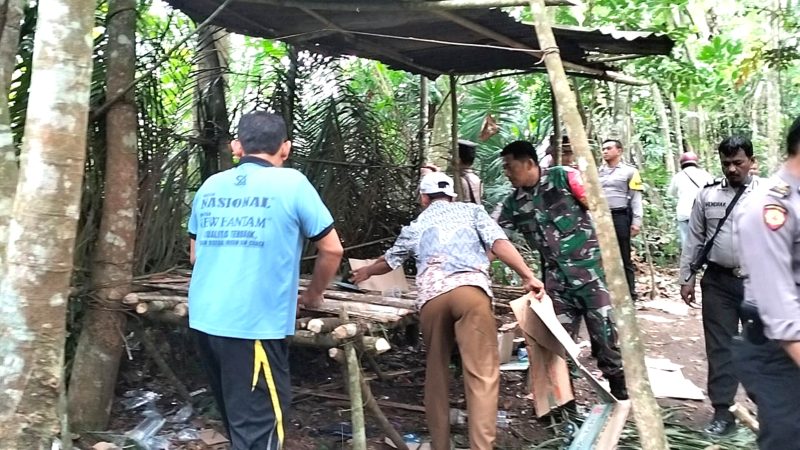 Personel Polsek Dolok Masihul bersama unsur Forkopimcam menindak gubuk narkoba di Desa Bajaronggi, Kecamatan Dolok Masihul. Foto: Humas Polres Serdang Bedagai