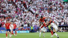 Mikel Merino mencetak gol kemenangan untuk Timnas Spanyol dalam pertandingan perempat final Piala Eropa 2024 lawan Jerman di Mercedes-Benz Arena pada Sabtu (06/7/2024). Foto: Antara/Dok.UEFA