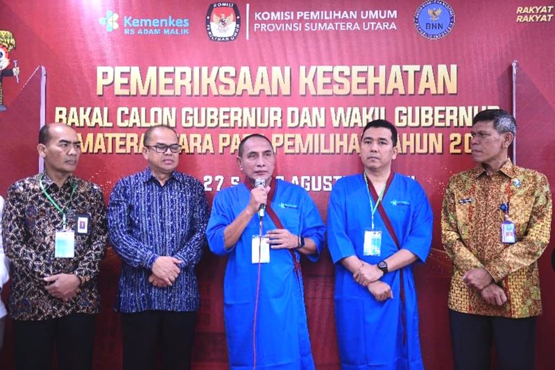 Pasangan bacalon Gubernur dan Wakil Gubernur Sumut Edy Rahmayadi - Hasan Basri Sagala menjalani pemeriksaan kesehatan. Foto: topikseru.com/Satria Hadhi Ningtyas