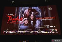 Poster press screening film “Thaghut” di XXI Epicentrum, Jakarta, Kamis. Foto: Antara/ Putri Hanifa