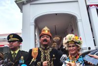 Menteri Koordinator Bidang Politik, Hukum, dan Keamanan Hadi Tjahjanto menghadiri Upacara Detik-Detik Proklamasi dalam rangka peringatan HUT Ke-79 Kemerdekaan RI di Istana Merdeka, Jakarta, Sabtu (17/8/2024). Foto: Antara/Mentari Dwi Gayati