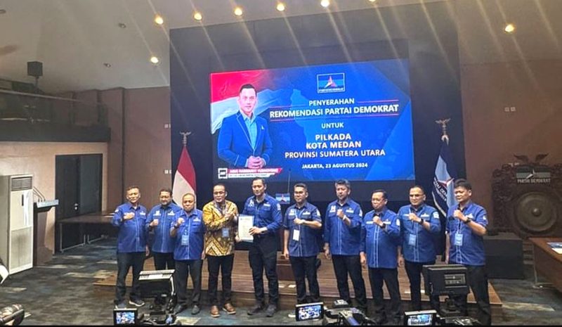 Wakil wali Kota Medan Aulia Rachman menerima dukungan dari Partai Demokrat. Foto: Istimewa