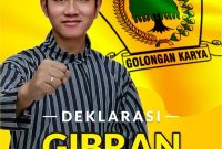 Poster Gibran Rakabuming Raka sebagai calon Ketua Umum Golkar beredar setelah Airlangga Hartarto mundur.