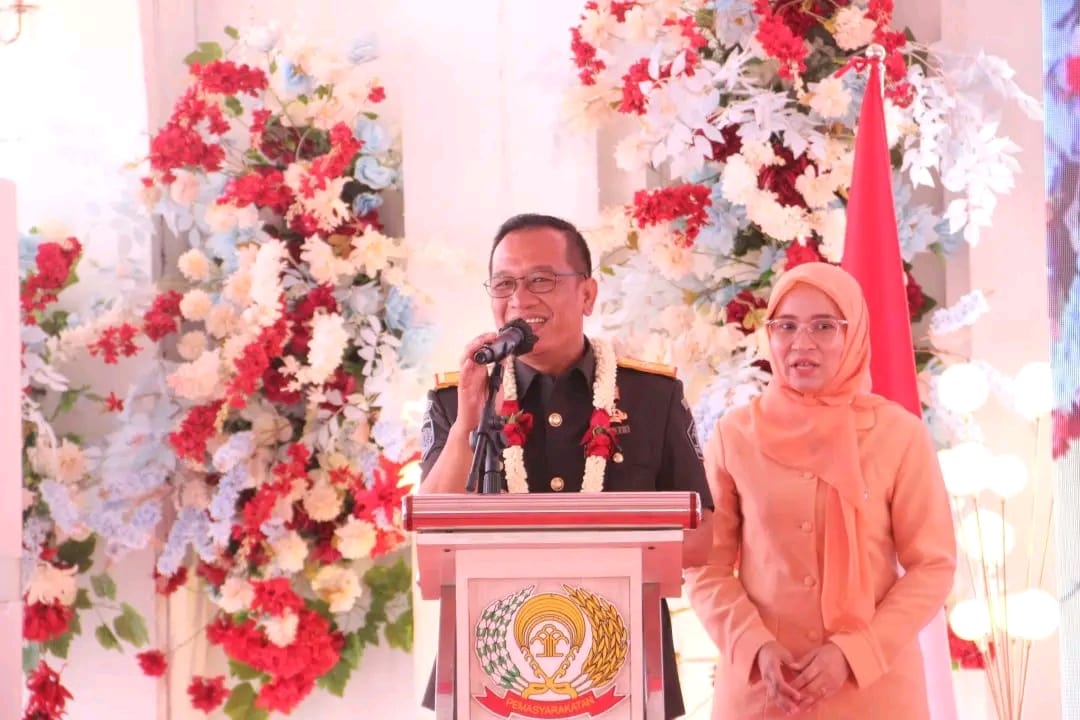 M Pithra Jaya Saragih saat membacakan sambutan usai dilantik menjabat Kalapas I Medan. Foto: Dokumentasi Lapas Kelas I Medan