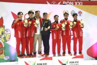 Tim barongsai Aceh meraih emas pada nomor pekingsai kecepatan Pekan Olahraga Nasional (PON) XXI/2024 Aceh-Sumatera Utara yang berlangsung di Martial Arts Arena, Kompleks Sumut Sport Center, Deli Serdang, Sumut, Jumat (6/9/2024). Foto: Antara/HO-PB PON