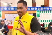 Menteri Pemuda dan Olahraga Dito Ariotedjo saat temu media di Media Center PON XXI Aceh, Banda Aceh, Minggu (8/9/2024). Foto: Antara/Rizka Khaerunnisa