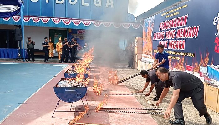 1,7 Juta Rokok Ilegal Dimusnahkan Bea Cukai Teluk Nibung, Kerugian Negara Rp 1,1 Miliar