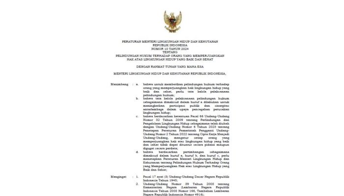 KLHK Terbitkan Aturan, Pejuang Lingkungan Kini Dilindungi