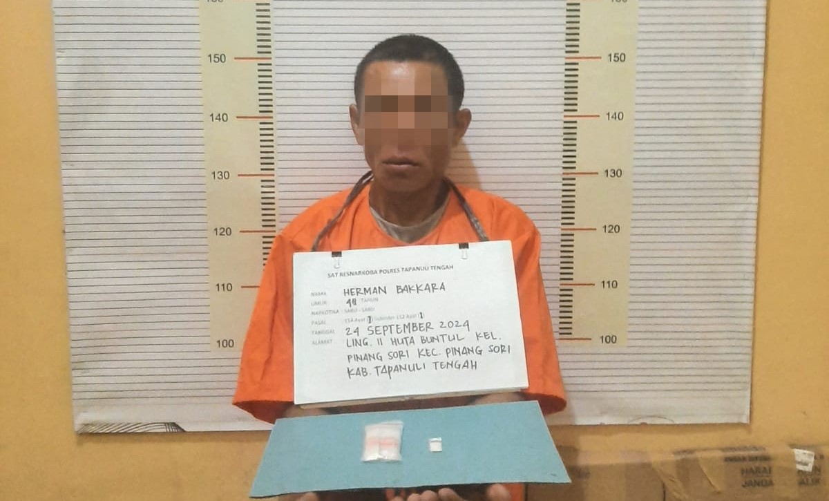 HB, terduga pengedar narkoba di Tapteng. Foto: Dok Humas Polres Tapteng