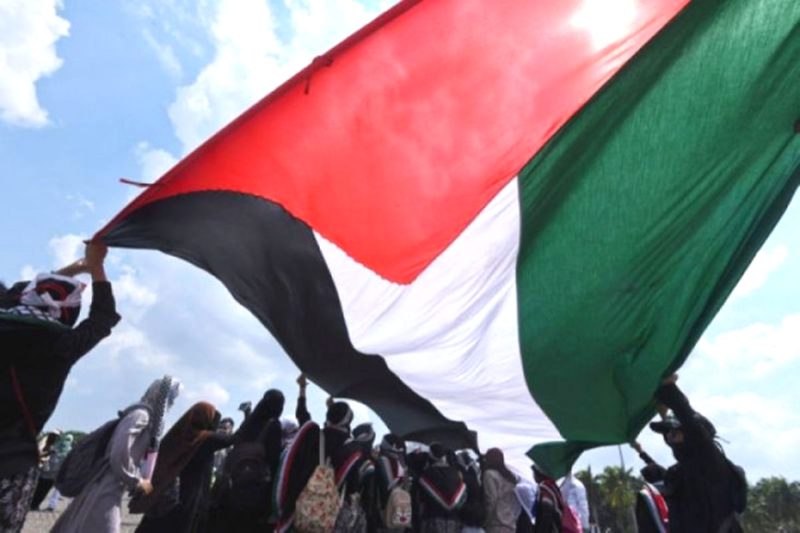 Bendera negara Palestina. ANTARA FOTO/Hafidz Mubarak A
