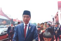 Presiden Joko Widodo saat menyampaikan keterangan usai memimpin Upacara HUT Ke-79 TNI di Lapangan Silang Monas, Jakarta Pusat, Sabtu (5/10/2024). Foto: Antara