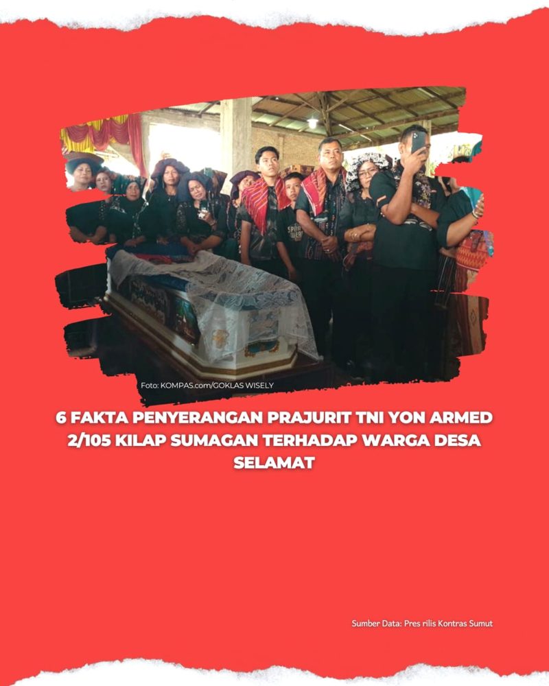 Kontras Sumut menemukan sejumlah fakta-fakta pada peristiwa penyerangan prajurit TNI Yon Armed 2/105 terhadap warga Desa Selamat. Foto Topikseru.com