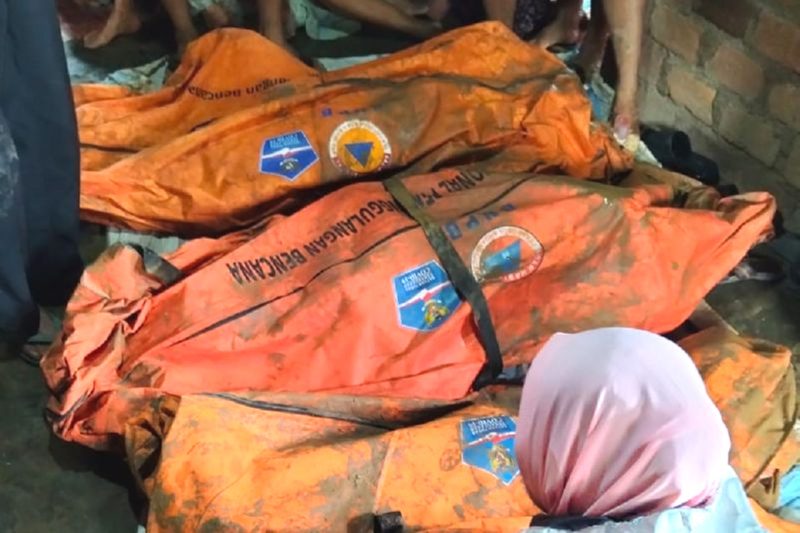 Bencana tanah longsor yang melanda Desa Harang Julu, Kecamatan Ulu Sosa, Kabupaten Padang Lawas pada Sabtu (23/24) dini hari mengakibatkan empat orang meninggal dunia. Foto: Antara