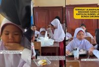 Potret para siswa saat menerima makanan bergizi gratis di sekolah. (Instagram.com / @gibran_rakabuming - @ditresnarkobapoldasumsel)
