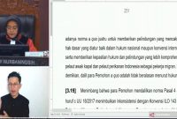 Tangkapan layar - Hakim Konstitusi Enny Nurbaningsih (kiri atas) membacakan pertimbangan hukum Mahkamah Konstitusi dalam putusan Perkara Nomor 127/PUU-XXI/2023 di Ruang Sidang Pleno MK, Jakarta, Jumat (29/11/2024).