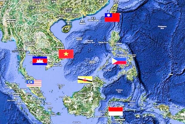 Penampakan wilayah Laut China Selatan yang masuk dalam teritorial beberapa negara. Foto: Istimewa
