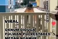 Viral video oknum polwan Polrestabes Medan mengamuk di rumah warga di Kota Tebing Tinggi. Foto: tangkapan layar