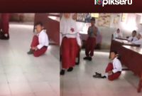 tangkapan layar video saat siswa bernama Mahesya Iskandar diduga dihukum guru