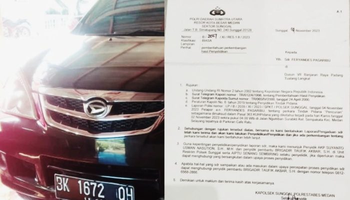 Kasus Penggelapan Mobil di Polsek Sunggal Mangkrak, Kapolda Diminta Bertindak!