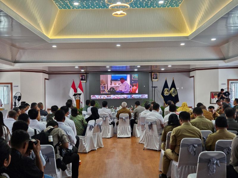 Rutan Kelas 1 Medan mengikuti rangkaian Hari Bakti Pemasyarakatan (HBP) ke-61 secara virtual, Senin (28/4). Foto: Humas Rutan Kelas 1 Medan