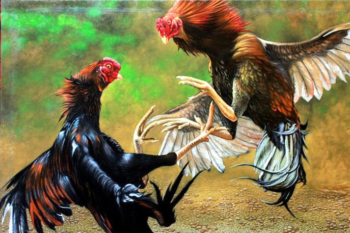 Polisi menggerebek lokasi judi sabung ayam dan mengamankan oknum Anggota DPRD Asahan, Minggu (20/4). Ilustrasi: Wikiart.org