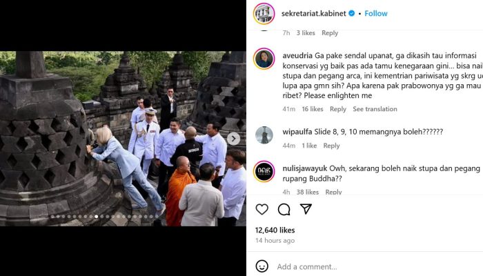 Macron dan Istri Kunjungi Candi Borobudur, Brigitte Diperbolehkan Sentuh Arca dalam Stupa, Netizen Soroti