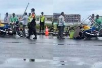 Tangkapan layar - detik-detik satpam arogan tendang dagangan seorang PKL di Kawasan Industri Kendal (KIK).