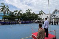Rutan Kelas I Medan menggelar upacara kesadaran berbangsa dan bernegara di ikuti petugas dan warga binaan, Rabu (18/6).