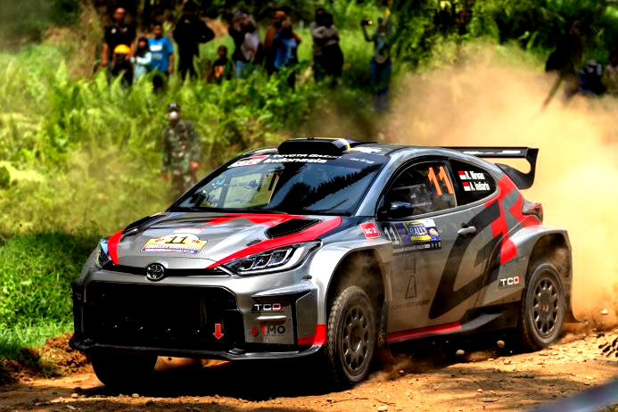 Tim Toyota Gazoo Racing Indonesia (TGRI) melalui pereli Kalimantan Timur Ryan Nirwan, memenangkan ajang Sumatera Utara Rally 2025, di kawasan perkebunan Lonsum Rambong Sialang, Serdang Bedagai, Sumatera Utara. Foto:Istimewa