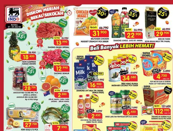 Promo Super Hemat Superindo Weekday Terbaru 21-24 Juli 2025: Susu UHT & Mie Beli Banyak Lebih Hemat untuk memenuhi kebutuhan rumah tangga anda.